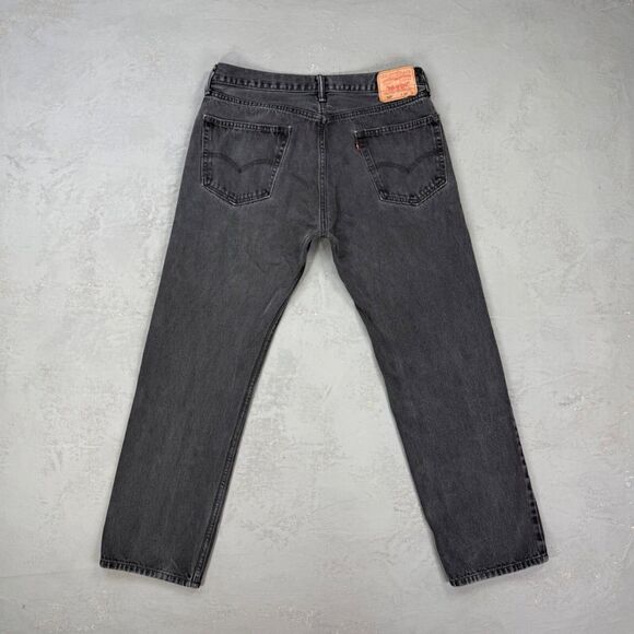 Levi's 505 Faded Black Denim Red Tab Jeans Fit 36 x 30 - Picture 4 of 7